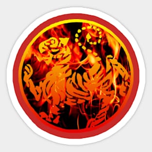 Shotokan Tiger In Flames Sticker